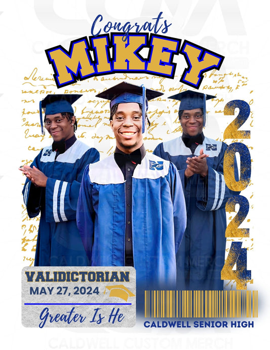 Single Editable Digital Graduation Design (Gold & Blue)